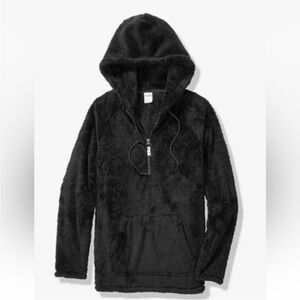 VS Pink Half Zip Teddy Sherpa Black